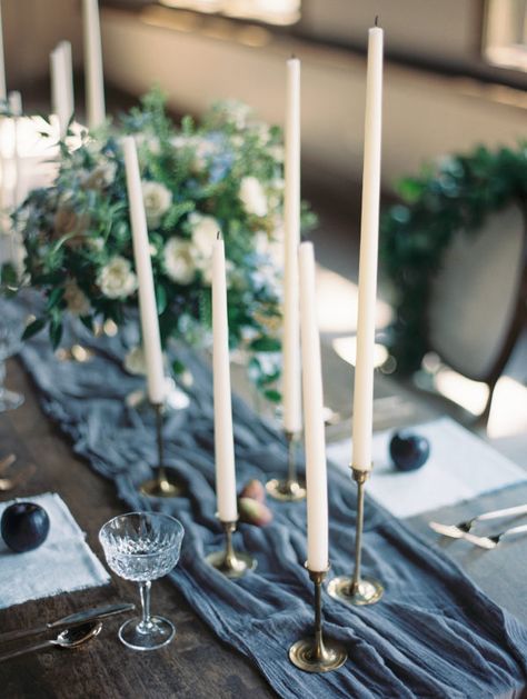 Elegance Wedding, Silver Oak, French Elegance, Table Runners Wedding, Dusty Blue Weddings, French Countryside, Wedding Table Settings, Wedding Tablescapes, Design Floral