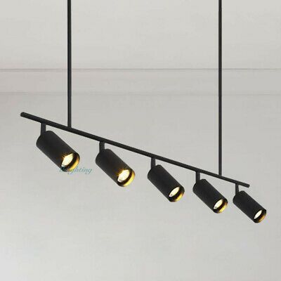 (eBay) Modern 5 Lights Linear Track Chandelier Stage Spotlight Pendant Light Black Lamp Kitchen Track Lighting, Landing Lighting, Light Kitchens, Track Lighting Kitchen, Adjustable Pendant Light, Gym Design Interior, Track Lighting Kits, Track Lighting Fixtures, Black Lamp