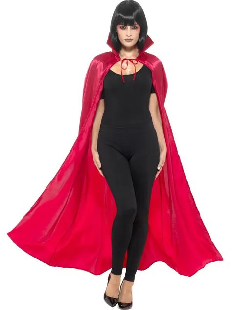 Devil Fancy Dress, Vampire Cape, Red Satin Fabric, Halloween Capes, Ladies Fancy Dress, Cape Costume, Yellow Costume, Red Costume, Vampire Costume