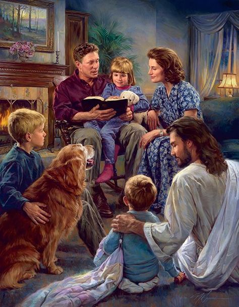 Jesus Artwork, Art Foundation, Vintage Family, Family Worship, Bible Pictures, Family Painting, Jesus Painting, Christian Devotions, Jesus Christ Images