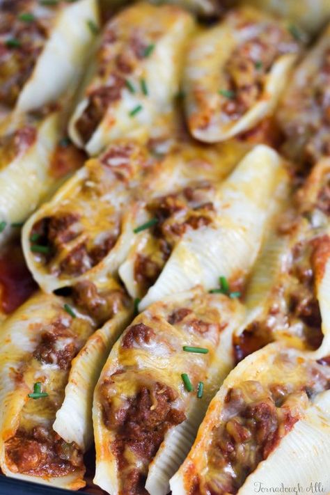 Stuffed Jumbo Pasta Shells, Jumbo Shells Stuffed Ground Beef, Bbq Stuffed Shells, Jumbo Stuffed Pasta Shells Ground Beef, Jumbo Noodles Stuffed Shells, Sloppy Joes Pasta, Sloppy Joes Recipe, Stuffed Shells Recipe, Pasta Dinner Recipes