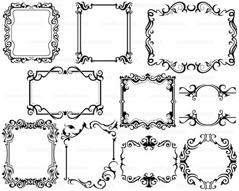 Scroll Clipart, Art And Craft Images, Infinity Drawings, House Silhouette, Book Clip Art, Calligraphy Lessons, Silhouette Frames, Divider Design, Temporary Tattoo Designs