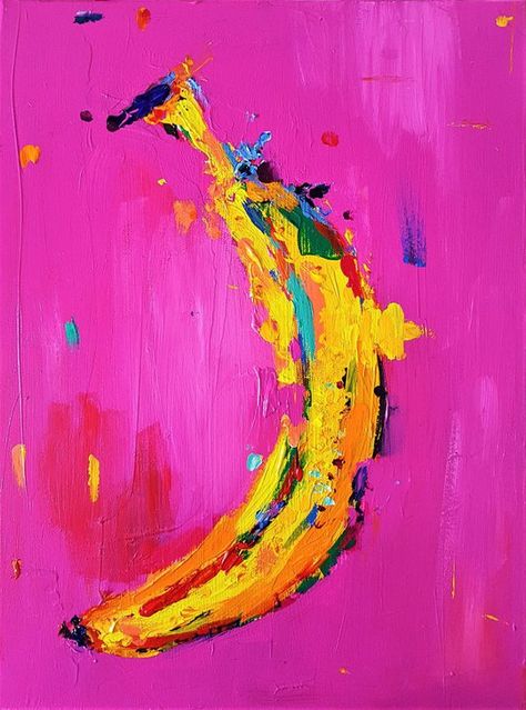 Painting Banana, Banana Painting, Banana Art, Dream Painting, Simple Acrylic Paintings, Paintings For Sale, Artwork Painting, Painting Inspiration, Creating Art