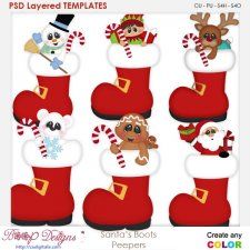 Santa's Boot Peepers Layered Element Templates  cudigitals.com clipart template cu commercial scrap scrapbook digital graphics #cu #scrapbooking #photoshop #digiscrap Scrapbook Graphics, 1 Clipart, Santa Boots, Papercraft Printable, Different Holidays, Digi Scrap, Christmas Templates, Christmas Clipart, Digital Scrapbooking Kits