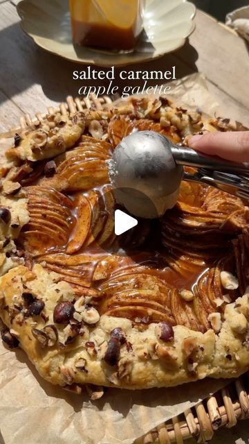 Erin Kyles on Instagram: "A salted caramel apple galette - aka the perfect solution for if you want a delicious apple pie without all the fuss. The dough is just a few ingredients & a quick chill - and the apples are tossed in salted caramel sauce and cinnamon. Aaaand of course it’s best served with ice cream & even more cinnamon.

🍎 full recipe on my blog or search up “fresh bean bakery salted caramel apple galette”!

#baking #galette #applegalette #applepie #saltedcaramel #saltedcaramelsauce #easybaking #bakefromscratch #bakefeed" Caramel Apple Galette, Apple Galette, Fall Faves, Salted Caramel Sauce, Thanksgiving Meal, Winter Ideas, Caramel Apple, Caramel Sauce, Few Ingredients