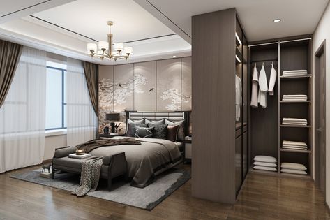 Bedroom With Dressing Room And Bathroom, Master Bedrooms With Dressing Rooms, Large Bedroom With Dressing Area, Bed And Closet Combo, Big Room Layout Bedrooms, Extra Large Bedroom Ideas, Bedroom And Closet Combo, Bedroom Ideas Big Room, Dressing Area In Bedroom