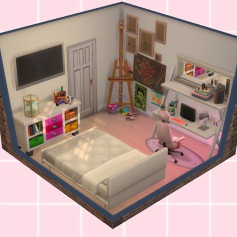 Sims 4 Bedrooms Base Game, The Sims 4 Twins Bedroom, Room Ideas Sims 4 No Cc, Sims 4 Inspo Room, Sims Teenage Bedroom, Sims 4 Base Game Bedroom Ideas, Sims 4 Room Ideas Bedrooms No Cc, Sims 4 Basegame Bedroom, Sims Bedroom Ideas Base Game