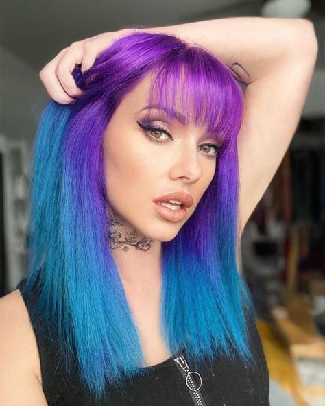 Modern Rockabilly, Stylish Hair Colors, Sunset Hair, Bob Hair Color, Split Dyed Hair, Arctic Fox Hair Color, Vivid Hair Color, Rainbow Hair Color, Creative Hair Color