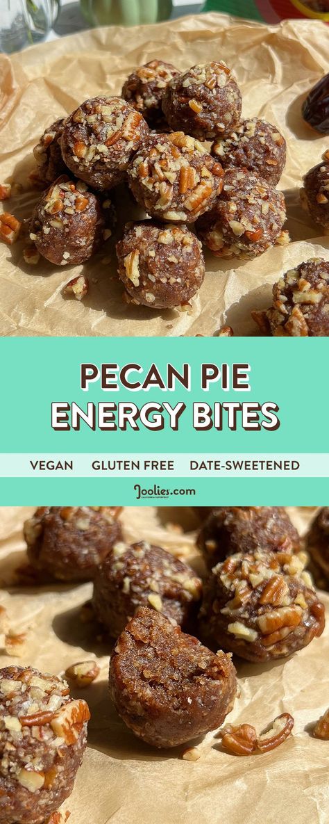 Pecan Pie Energy Bites Low Glycemic Sweeteners, Post Workout Snacks, Easy No Bake, Energy Foods, On The Go Snacks, Medjool Dates, Energy Bites, Fall Treats, Autumn Flavors