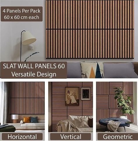 Wood Panels for Walls - 4 Pack Slat Wall Panelling | MDF Wall Cladding Panels | 3D Acoustic Wooden Planks Decorative Slats Feature Wall (Walnut) Panels For Walls, Wall Cladding Panels, Cladding Panels, Wall Panelling, Wall Home Decor, Wood Panels, Wood Panel Walls, Wooden Planks, Slat Wall