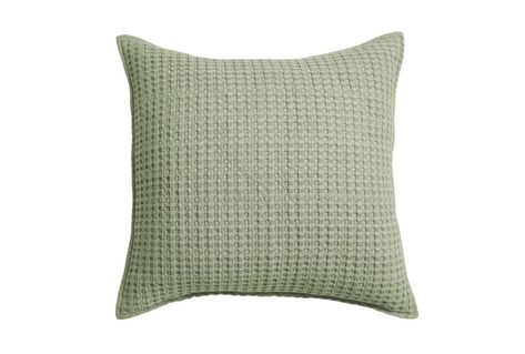 20X20 Cotton Waffle Sage Green Square Pillow | Living Spaces Waffle Pillow, Green Throw Pillow, Pillow Combos, Cream Pillows, Bohemian Interior Design, Bed Chair, Green Throw, Knit Throw, Green Throw Pillows