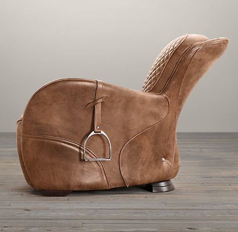 This is COOL! Equestrian Saddle Chair - from Petagadget Equestrian Bedroom, Equestrian Style Decor, Equestrian Saddle, Saddle Chair, Unusual Furniture, Scandinavian Dining, Equestrian Decor, Horse Crafts, Equestrian Lifestyle