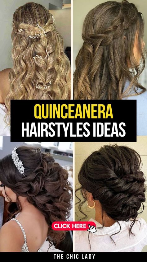 Top 20 Quinceañera Hairstyles to Achieve a Queenly Look Hair Styles For 15 Birthday Party, Quinceanera Mom Hairstyles, Bun Quinceanera Hairstyles, Queen Hairstyles, Intricate Braids, Special Event Hair, Pageant Hair, Diy Hair Masks, Quince Hairstyles With Crown