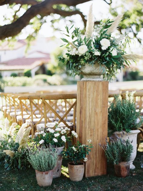 Potted Plants Ceremony, Books Photography, Erich Mcvey, Wedding Isles, Greenery Wedding Decor, Aisle Flowers, Romantic Candles, Mason Jar Wedding, Commitment Ceremony