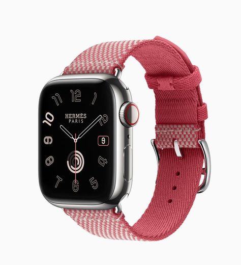 Buy Apple Watch Hermès Series 9 GPS + Cellular, 41-mm Silver Stainless Steel Case with Framboise/Écru Toile H Single Tour - Apple (AU) Apple Watch Style, Mac Ipad, Iphone Watch, New Apple Watch, Buy Apple, Buy Watches, Apple Store, Apple Watch Series, Stainless Steel Case