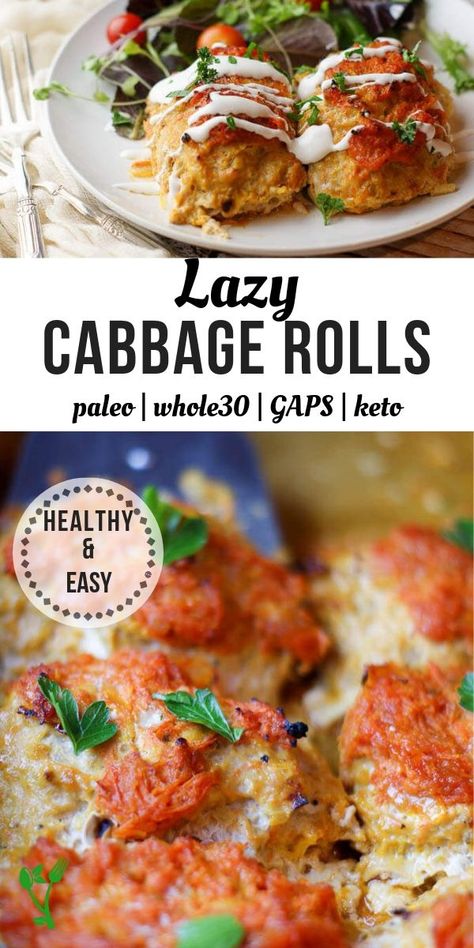 Aip Cabbage Rolls, Whole 30 Cabbage Rolls, Whole 30 Cabbage Recipes, Whole 30 Cabbage, Paleo Cabbage Rolls, Lazy Cabbage Rolls, Cabbage Cauliflower, Paleo Menu, Paleo Cookbook