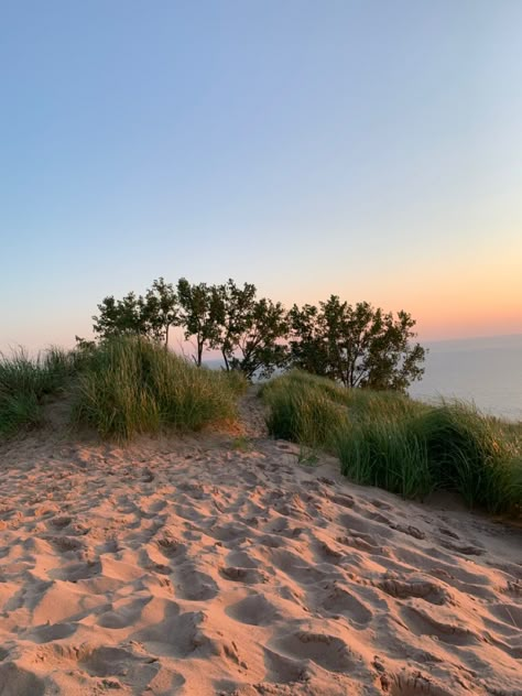 Summer Michigan, Michigan Dunes, Michigan Aesthetic Summer, Lake Michigan Aesthetic, Michigan Aesthetic, Michigan Beach Aesthetic, Michigan Sunset, Sand Dunes Michigan, Frankfort Michigan