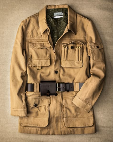 Explorer Fashion, Adventure Clothing Men, Military Style Hunting Outerwear For Fall, Safari Clothing, Outdoorsmen Style, Hunting Fashion, Military Style Cotton Outerwear For Hunting, Military Black Outerwear For Hunting, Khaki Military Utility Jacket For Hunting