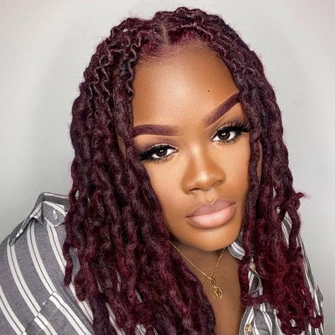 Jack on Instagram: “Red hair dump🍒 Throwin’ it back on a Friday. My red hair was a vibeee. I miss it sometimes, but I miss my red brows more ☹️ Hair Color:…” Locs Baddie, Burgundy Dreadlocks, Loc Hair Styles, Burgundy Dreads, Deep Burgundy Hair Color, Burgundy Locs, Hair Color Cherry Coke, Dreadlocks Updo, Colored Locs