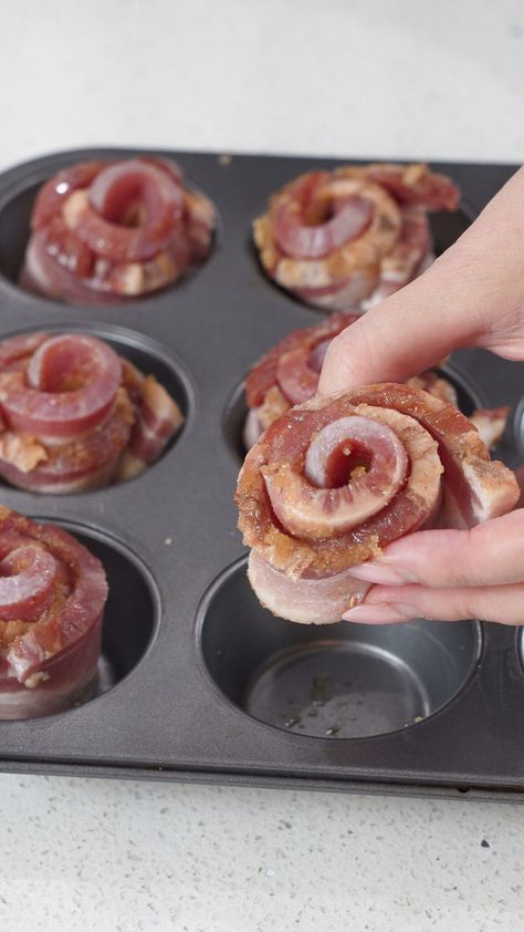 How to Make Candied Bacon Roses | Couple in the Kitchen Bacon Lollipops Sticks, Bacon Wrapped Ham, Bacon Themed Party, Bacon Roll Ups, Pink Charcuterie, Bacon Lollipops, Candy Bacon, Couple In The Kitchen, Bacon Roses