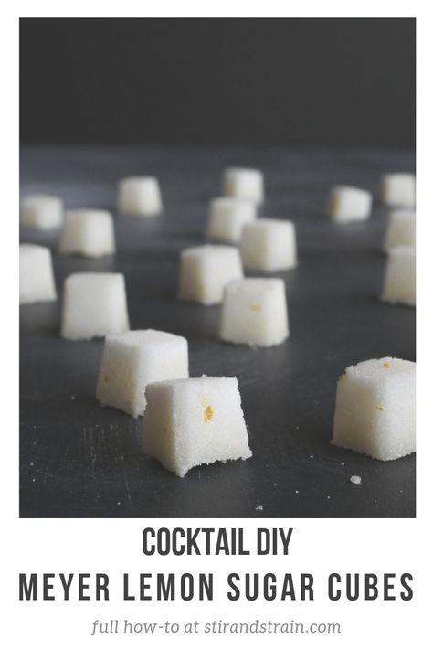 Learn to make Meyer Lemon Sugar Cubes for cocktails! Easy how-to for this yummy cocktail pantry DIY on the site! A fun way to use up winter citrus. // stirandstrain.com  #stirandstraindrinks #entertaining #cocktails #DIY #sugarcubes #MeyerLemon Diy Cocktail Infusion, Cocktail Infusion Jar Recipe, Diy Craft Cocktail Infusion Jar, Mason Jar Dried Cocktails Diy, Dehydrated Cocktail Kit Diy, Diy Cocktail Infusion Jar, Diy Cocktail Infusion Jar Recipe, How To Make Sugar Cubes, Cocktail Kit Gift Diy