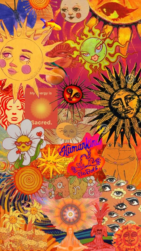 #myfirstshuffle #sun Trippy Sun Wallpaper, Arte Hippie Wallpaper, Sun Art Wallpaper, Colorful Backgrounds Aesthetic, Phone Backgrounds Boho, Sun Aesthetic Art, Sun Art Aesthetic, Sun Aesthetic Wallpaper, Sun And Moon Wallpaper