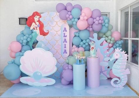 1st Birthday Mermaid Theme Decoration, Ariel Mermaid Birthday Party, Arial Theme Birthday Decoration, Mermaid Tail Balloon Arch, Mermaid 1st Birthday Backdrop, Baby Princess Party, Ariel The Little Mermaid Birthday Party Backdrop, Mermaid Backdrop, Candy Birthday Cakes