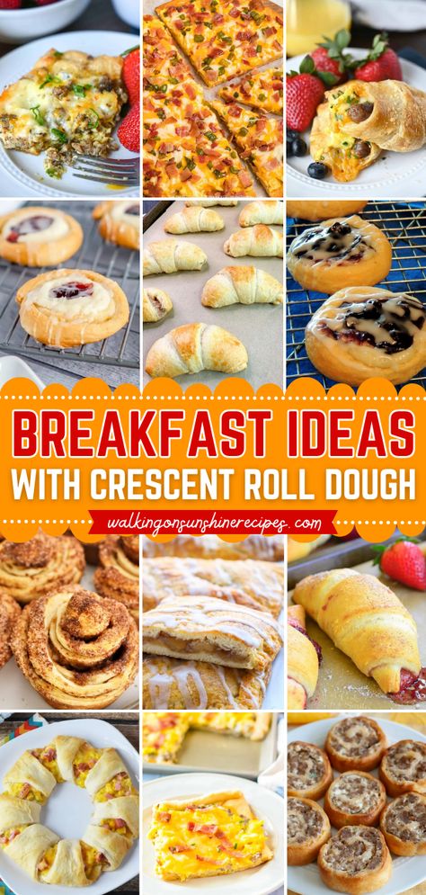 Having a Mother's Day brunch at home? Turn to these recipe using crescent roll dough! Whether sweet or savory, these crescent roll breakfast ideas are exciting and delicious. Perfect for any breakfast platter! Cresent Roll Breakfast, Crescent Dough Sheet Recipes, Refrigerator Dough, Crescent Roll Breakfast, Pillsbury Crescent Recipes, Easy Crescent Roll Recipes, Pillsbury Crescent Roll Recipes, Crescent Roll Recipes Dinner, Recipes Using Crescent Rolls