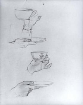 untitled (studies of hands holding tea cup and saucer) Holding Tea Reference, Holding Cup Of Tea Reference, Hand Holding Tea Cup Reference, Hand Holding Mug Reference, Hand Holding Plate Reference, Hand Holding Cup Drawing, Holding Cup Pose, Hand Holding Cup Reference, Holding Tea Cup Reference