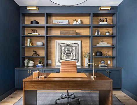 Blue Home Offices, Masculine Office, Modern Home Offices, Thom Filicia, Design Showroom, Small Home Offices, Wendover Art, Wendover Art Group, Office Set