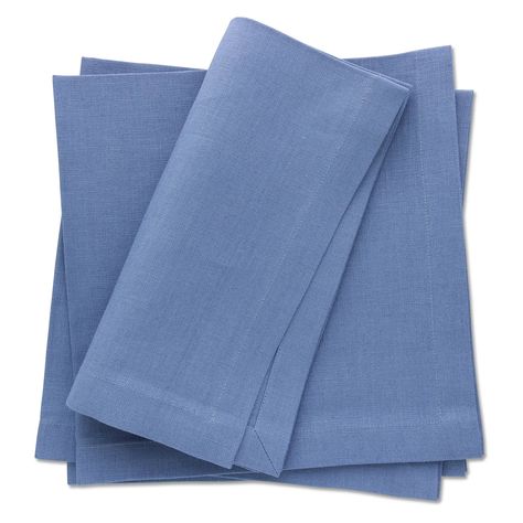 Expertly crafted by hand, these dinner napkins feature a deluxe Raul Blue linen material. The precise mitered corners, even hem, and unwavering quality are sure to impress. Monogram sold separately, HERE Linen Dinner Napkins, Linen Material, Mitered Corners, Dinner Napkins, Napkins, Monogram, Blue