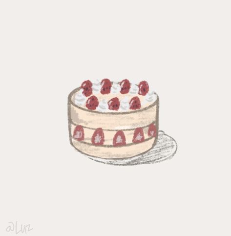 Birthday Cake Cartoon Aesthetic, Simple Cake Painting, Cake Drawings Easy, Strawberry Cake Tattoo, Bday Cake Drawing, Cake Doodle Drawing, Birthday Cake Drawing Aesthetic, Simple Cake Drawing, Birthday Cake Drawing Simple