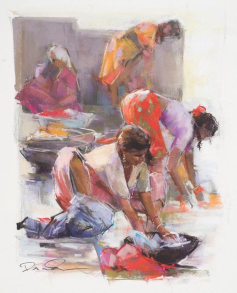 Ghat Women by Dawn Emerson | 20 Pastel Works and Words of Wisdom from 20 Award-Winning Artists | Artists Network Dawn Emerson, Heart Stuff, Soft Pastel Art, Portrait Drawings, Art Pics, Watercolor Art Paintings, Crayon Art, 수채화 그림, Eclectic Art