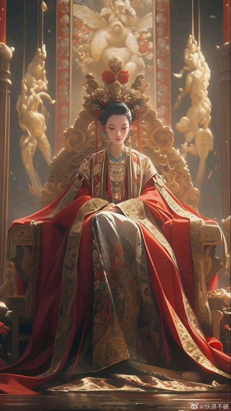 Chinese Empress Dress, Chinese Empress, Anime Queen, Chinese Female, Queen Art, Chinese Art Girl, Chibi Characters, Sarada Uchiha, Beautiful Dark Art