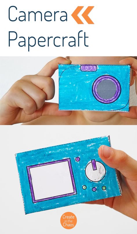 Camera Craft Preschool, Camera Crafts For Kids, Paper Camera Craft, Diy Paper Camera, Afterschool Crafts, 3d Papercraft Templates, Camera Printable, June Themes, Lid Crafts