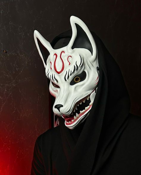 New Full face Kitsune mask! It’s the most beautiful fox mask I’ve ever made ♥️🤍 Love it so much! I’ve been wanting to make this mask for so long!!! What do you think guys? Do you like it? . . . . # Fox Mask Design, People Reference, Kitsune Mask, Kitsune Fox, Mask Ideas, Fox Mask, Oc Inspo, Do You Like It, Full Face