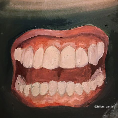 Teeth Study, Teeth Painting, Smile Tips, Mouth Painting, Teeth Drawing, Dental Aesthetics, Creepy Smile, Teeth Art