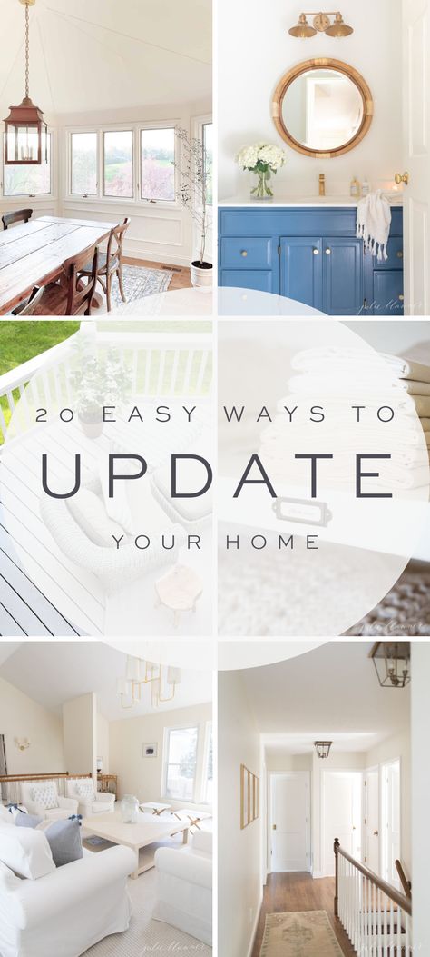 There are so many EASY ways to update a house! Learn where to start, what to focus your efforts on, and all the best ways to upgrade your home for less! #homeupdates #homedecor What To Do With Random Space In House, Home Interior Upgrades, Simple House Makeover, 2023 Home Updates, What Order To Renovate A House, Affordable Ways To Update Home, Quick Home Upgrades, Easy New Home Updates, Easy House Fix Ups