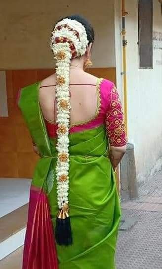 Pools Jada For Bride, South Indian Bridal Hairstyles, Tamil Marriage, Floral Braid, New Bridal Hairstyle, South Indian Wedding Hairstyles, Lehenga Hairstyles, Poola Jada, South Wedding