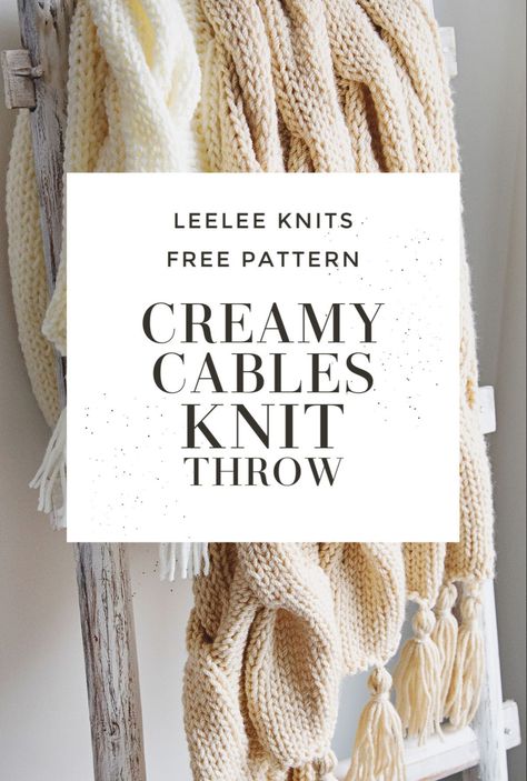 Creamy Cables Knit Throw Pattern - Leelee Knits Cable Knit Blanket Pattern, Knit Throw Pattern, Knitted Throw Patterns, Knit Throw Blanket Pattern, Chunky Knit Blanket Pattern, Cable Knit Blanket, Knit Blanket Pattern, Knit Afghan Patterns, Cable Knit Throw Blanket