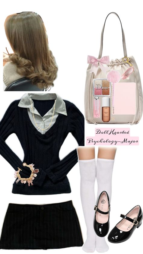 #psychologymajor #coquetteofficesiren #collegeoutfitinspo #outfitinspo #college Shoujo Outfits, First Day Of College, College Wardrobe, College Closet, College Outfit, Classy Girl, College Girl, Simple Fits, Winter Fits