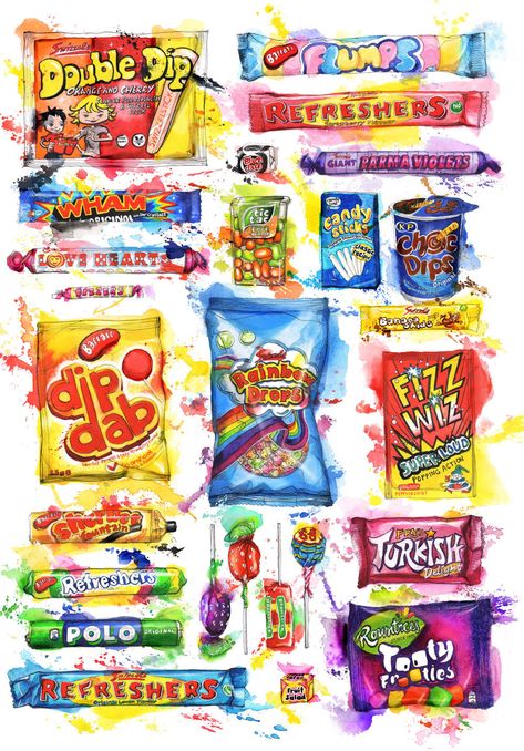 Georgina Luck Sweets Gcse Art, Food And Drink Art Gcse, Gcse Art Objects Theme, Food Artists Gcse, Georgina Luck Artist Research Page, Food Art Gcse, Candy Illustration Art, Surroundings Art, Georgina Luck