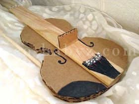 As promised, here is how to make a cardboard violin. I didn't find such a tutorial online, so I decided to make one. If you're little one i... Violin Tutorial, Kids Instruments, Easy Kid Activities, Violin Instrument, Homemade Instruments, Violin Art, Diy Instruments, Learn Violin, Violin Lessons