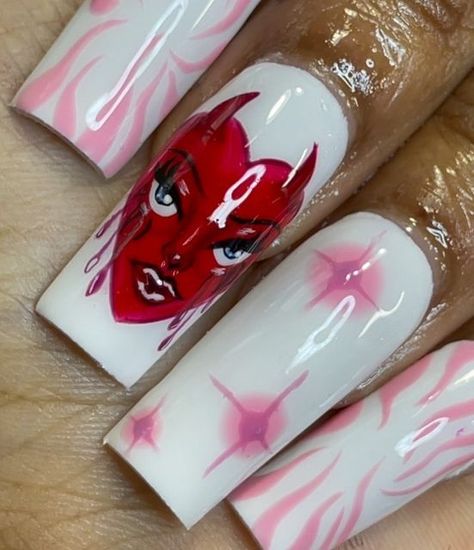 Drawn Nail Art, Baddie Era, Edgy Nails, Pretty Nail Designs, Press Ons, Fire Nails, Hand Art Drawing, Nail Tech, Stylish Nails