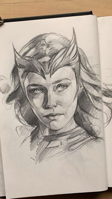 Marvel Heroes Drawing Sketch, Elizabeth Olsen Sketch, Movie Character Drawings Pencil, Movie Drawings Film, Marvel Character Drawings, Marvel Characters Sketch, Marvel Avengers Sketches, Wanda Drawings Marvel, Marvel Art Drawings Pencil