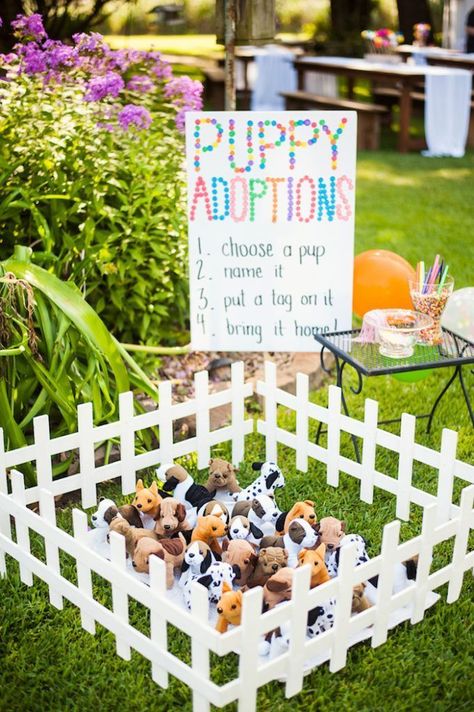 Puppy Adoption Station from a Puppies and Sprinkles Birthday Party on Kara's Party Ideas | KarasPartyIdeas.com (26) Teenage Party Games, Creative Birthday Party Ideas, Sprinkles Birthday Party, Dog Themed Birthday Party, Puppy Birthday Parties, Puppy Birthday, Puppy Party, Puppy Adoption, Karas Party Ideas