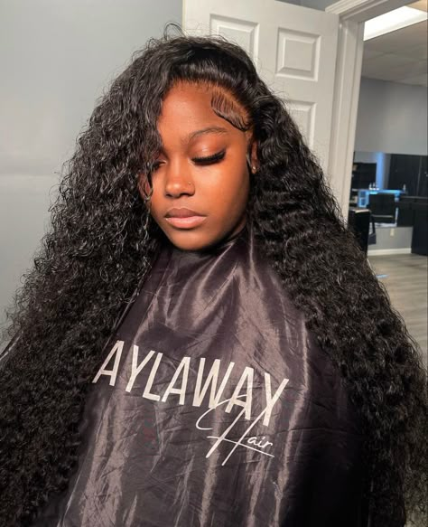 No Part Water Wave Wig, Curly Wig No Part, No Part Deep Wave Wig, Side Part Water Wave, Frontal Styles, Free Part Wig, Wavy Lace Front Wigs, Daughter Hairstyles, Black Hair Inspiration