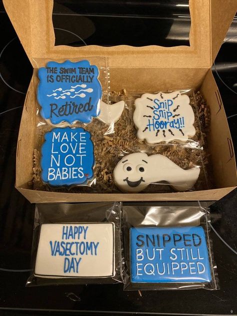 Vasectomy Care Package Ideas, Husband Humor, Ugly Sweater Party, Ice Breakers, December 11, Baby Party, Art And Craft, Care Package, My Wife