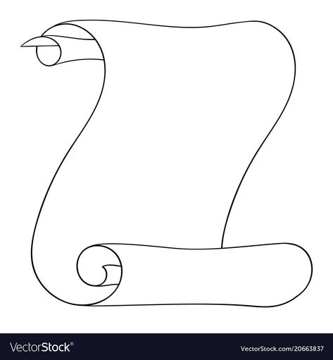 Scroll Drawing Easy, How To Draw A Scroll, Scroll Design Templates, Paper Scroll Drawing, Scroll Outline, Scroll Drawing, Scroll Vector, Parchment Scroll, Scroll Tattoos