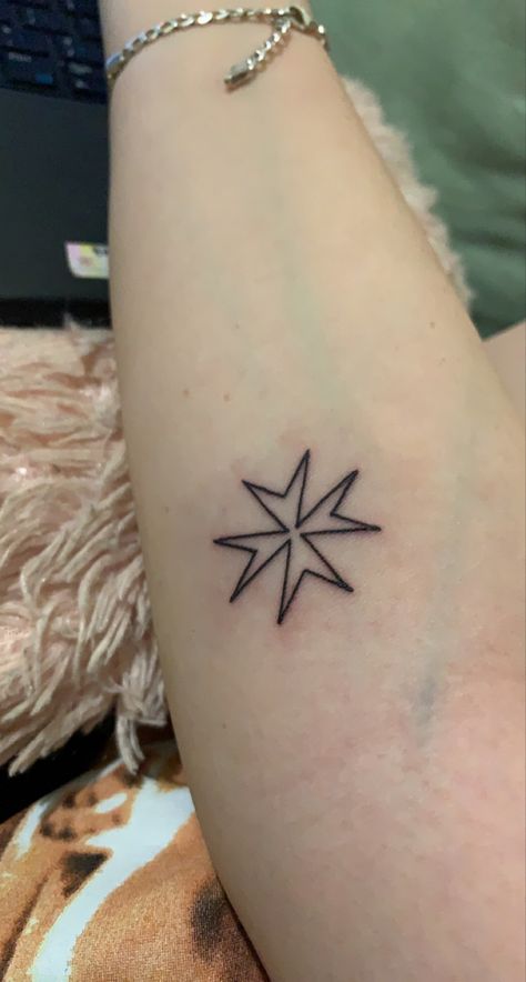 Magaluf Tattoo, Malta Tattoo Ideas, Blackstar Tattoo, Maltese Tattoo, Malta Tattoo, Nautical Star Tattoo Women, Maltese Cross Tattoo, Malta Cross, Beachy Tattoos